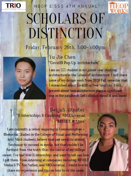 Poster advertising scholars of distinction event.