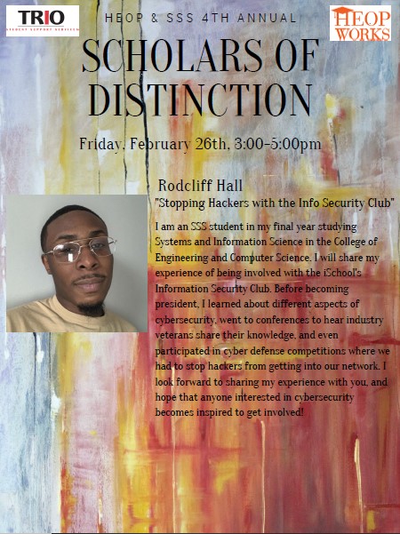 Poster advertising scholars of distinction event.