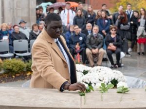 Mamoudou Camara participates in Remembrance Ceremony