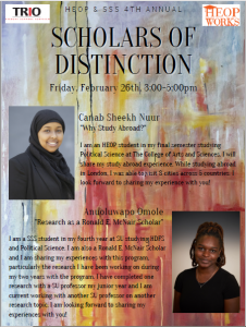 Poster advertising scholars of distinction event. 